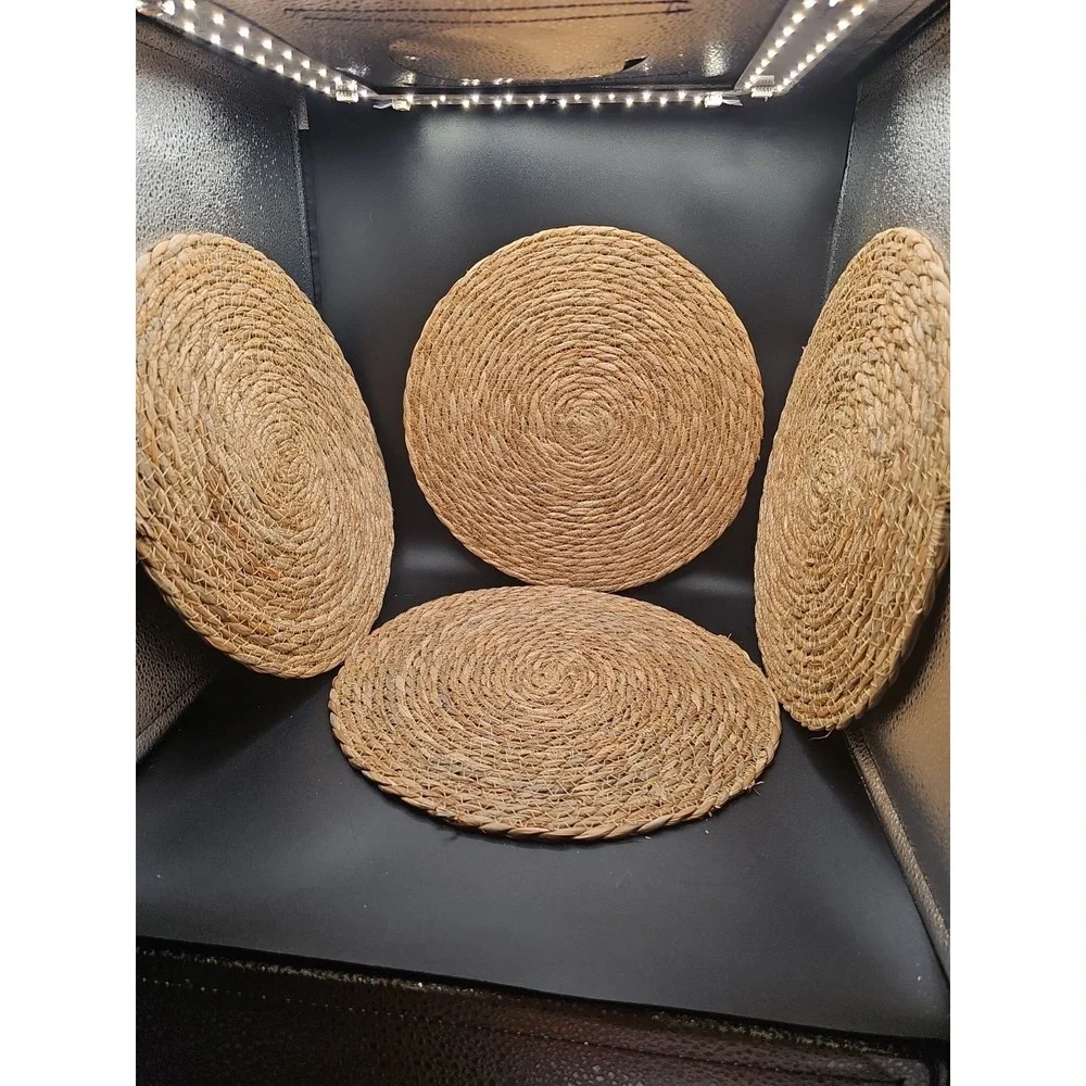Round Seagrass 14 Inch Placemats Wicker Rattan Sweetgrass Set Of 4